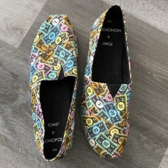 Toms x Monopoly Alpargata Slip-On Shoes Mens 9 Multicolor Multi Money Print LE - Picture 4 of 12
